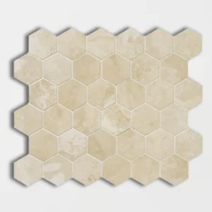 IVORY HEXAGON Tarvertino Ivory matinė — natūralus akmuo