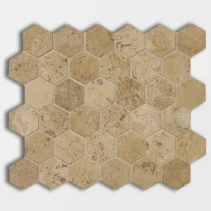 WALNUT NOCE travertino matinė Hexagon — natūralus akmuo