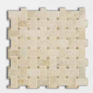 BASKET WEAVE Travertino Ivory matinė — natūralus akmuo